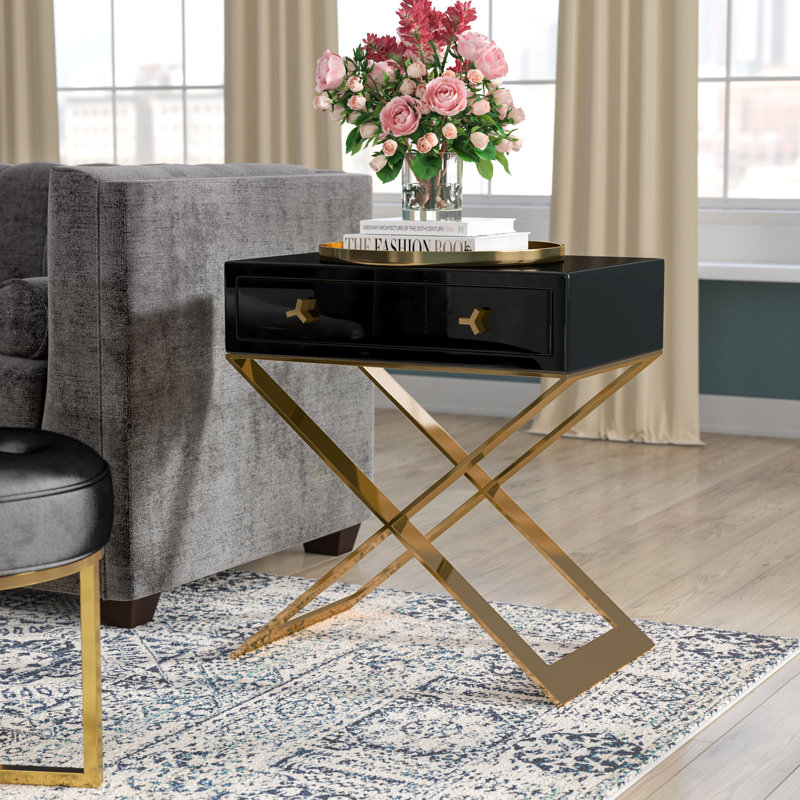 Willa Arlo Interiors Neria Cross Legs End Table with Storage & Reviews Wayfair